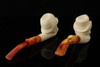 Deluxe Sherlock Holmes & Dr. Watson Set Block Meerschaum Pipes with chest case 14730
