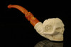 Floral Skull Block Meerschaum Pipe with custom case M1418