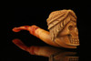 Zeus Skull Block Meerschaum Pipe with custom case M1467