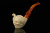 Skull with Snake Block Meerschaum Pipe with custom case M1488