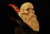 Bearded Skull Block Meerschaum Pipe by Kenan with fitted case 14829