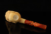 Bearded Skull Block Meerschaum Pipe by Kenan with fitted case 14829