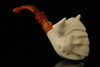 Viking Skull Block Meerschaum Pipe with custom case M1609