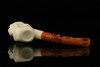 Skull with Beard Block Meerschaum Pipe with fitted case M1620