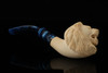 Autograph Series Lion Block Meerschaum Pipe with fitted case BLUE Stem M5112