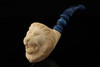 Autograph Series Lion Block Meerschaum Pipe with fitted case BLUE Stem M5112