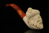 Pirate Skull Block Meerschaum Pipe with custom case M1634