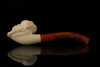 Pirate Skull Block Meerschaum Pipe with custom case M1634