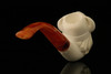 Viking Skull Block Meerschaum Pipe with custom case M1680