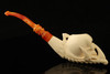 Skull in Claw Block Meerschaum Pipe with fitted case 15019