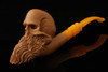 Bearded Skull Block Meerschaum Pipe by Kenan with fitted case 15023
