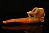 srv - Skull with Snake Block Meerschaum Pipe with custom case 15127