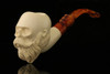 srv - Skull with Beard Block Meerschaum Pipe with custom case M2120