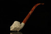 srv - Old Man Smoking a Pipe Churchwarden Dual Stem Meerschaum Pipe with fitted case M2150