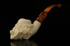 srv - Old Man Smoking a Pipe Churchwarden Dual Stem Meerschaum Pipe with fitted case M2150