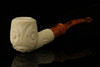 srv - Carved Churchwarden Dual Stem Meerschaum Pipe with case M2157