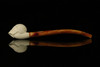 srv - Skull Churchwarden Dual Stem Meerschaum Pipe with fitted case M2217