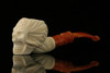 srv - Floral Skull Block Meerschaum Pipe with custom case M2248