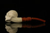 srv - Floral Skull Block Meerschaum Pipe with custom case M2248