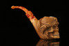 srv - Pirate Skull Block Meerschaum Pipe with fitted case M2264
