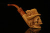 srv - Skull with Hat Block Meerschaum Pipe with fitted case M2266