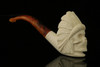 srv - Big Chief Skull Churchwarden Dual Stem Meerschaum Pipe with fitted case M2275