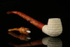 srv - Basket Weave Churchwarden Dual Stem Meerschaum Pipe with fitted case M2278