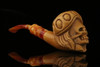 srv - Zoltar Skull Block Meerschaum Pipe with fitted case M2313