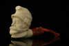 srv - French Soldier Block Meerschaum Pipe with fitted case M2352