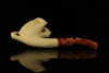 srv - Freemasonry Eagle's Claw Block Meerschaum Pipe with fitted case M2394