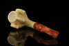 srv - Freemasonry Eagle's Claw Block Meerschaum Pipe with fitted case M2394