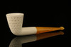 srv - Lattice Straight Dublin Block Meerschaum Pipe with fitted case M2461