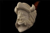 One Eye Viking Hand Carved by I. BAGLAN Block Meerschaum Pipe in a fit case 5514