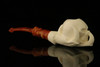 srv - Skull in Claw Block Meerschaum Pipe with fitted case M2568