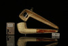 srv - Carved Dublin Straight Block Meerschaum Pipe with fitted case M2617