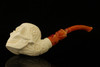 srv - Floral Skull Block Meerschaum Pipe with custom case 15251
