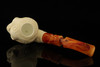 srv - Floral Skull Block Meerschaum Pipe with custom case 15251