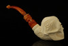 srv - Floral Skull Block Meerschaum Pipe with custom case 15251