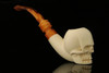 srv - Skull Block Meerschaum Pipe with custom case M2639