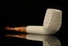 srv - Lattice Panel Straight Block Meerschaum Pipe with fitted case M2679