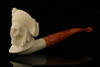srv - Pirate Skull Block Meerschaum Pipe with custom case M2690