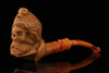 srv - Pirate Skull Block Meerschaum Pipe with custom case M2694