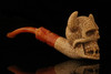 Devil Skull Block Meerschaum Pipe with pouch M2897