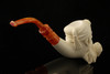 srv - Old Man Smoking a Meerschaum Pipe with fitted case 15278