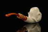 srv - Dolphins in Claw Block Meerschaum Pipe with fitted case M2966