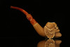 srv - Skull with Wings Block Meerschaum Pipe with fitted case M2267