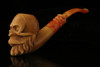 srv - Skull with Beard Block Meerschaum Pipe with fitted case M2998