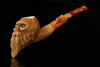 srv - Skull with Beard Block Meerschaum Pipe with fitted case M2999