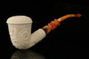 srv - Carved Calabash Block Meerschaum Pipe with fitted case M3016