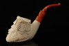 srv - Bacchus Block Meerschaum Pipe Carved by R. Karaca with fitted case 15321